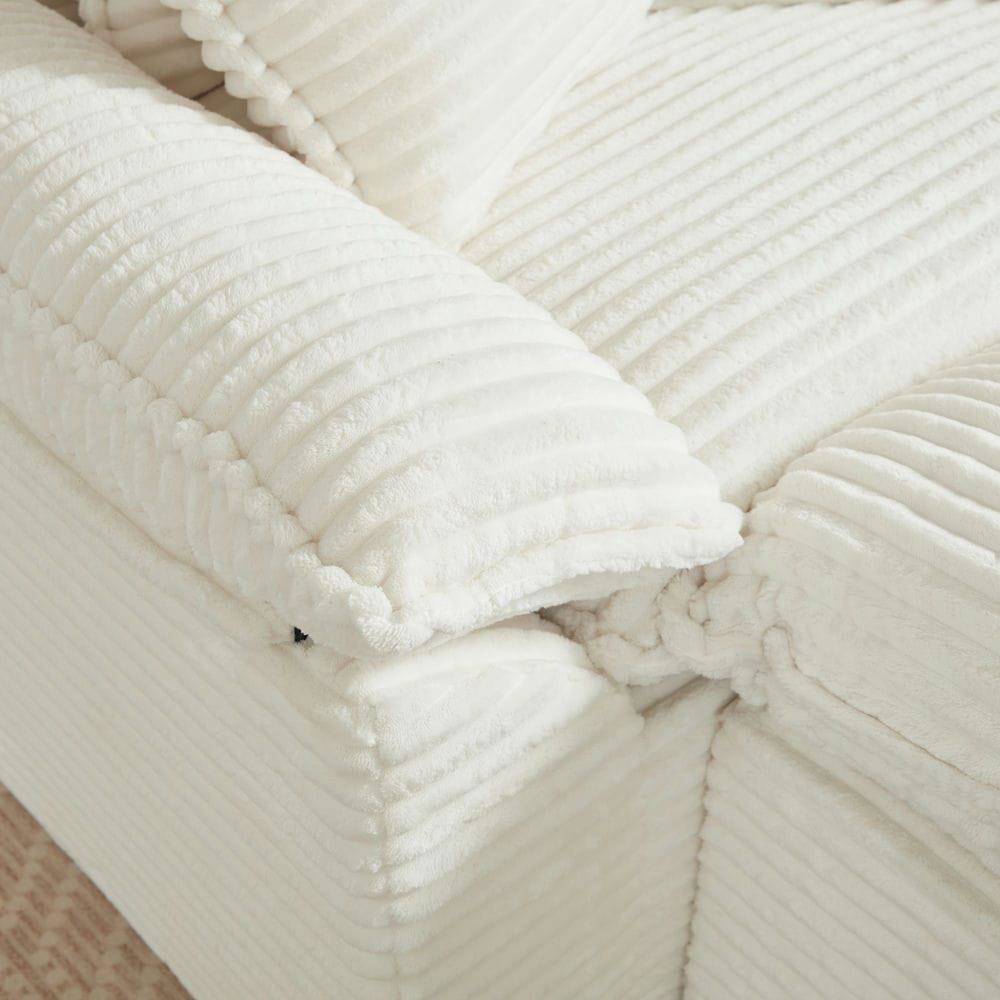 Back. Kadyn - 51.97 inch modern comfortable cushioned compression single seat sofa with unique footrest design, White - White.