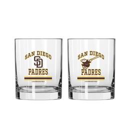Logo Brands - San Diego Padres 12oz. Current & Throwback Logos Two-Pack Glass Set - Multicolor