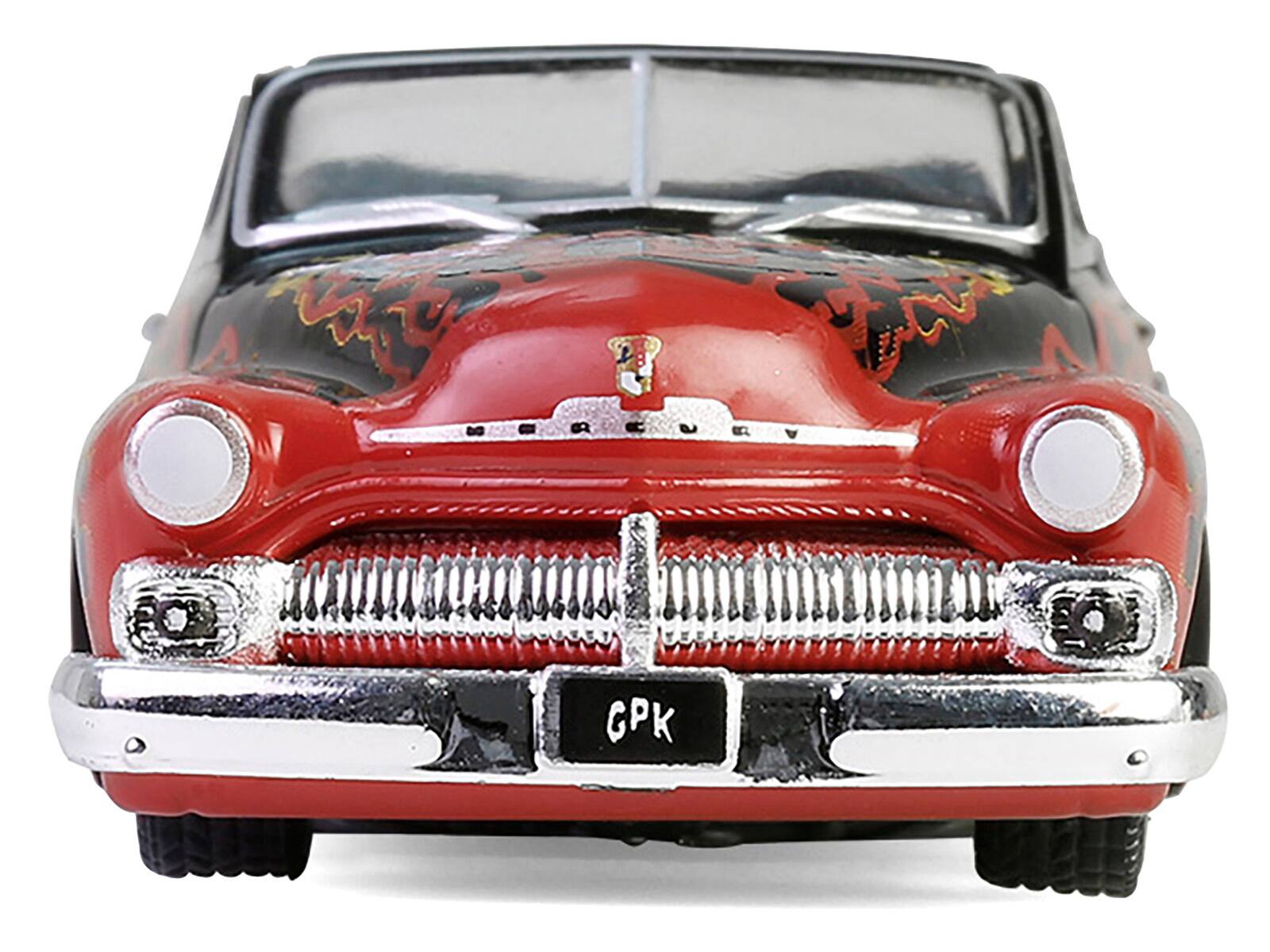 Back. Greenlight - 1950 Mercury Eight Convertible Lowrider Black with Flames "Menacing Monica" "Garbage Pail Kids" Series 7 1/64 - Black.