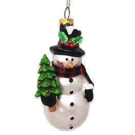 OrnamentallyYou - Comfy Snowman and Radiant Christmas Tree Blown Glass Holiday Ornament - Multi-colored