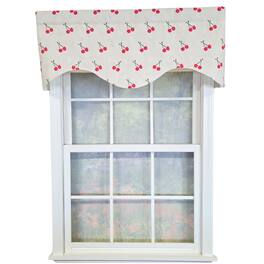 RLF Home - Cherry Dance Cornice Valance - 100% Cotton with Ivory Lining 50" x 17" - Cream
