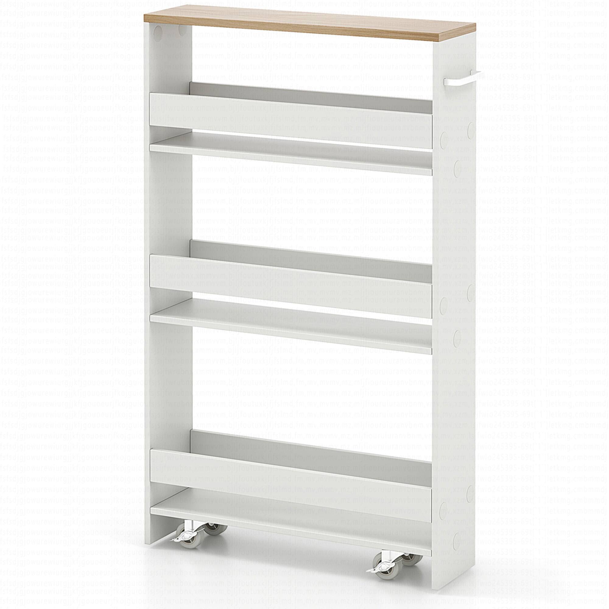Alt View 9. Costway - Costway Rolling Kitchen Slim Storage Cart Mobile Shelving Organizer w/ Handle - White+Natural.