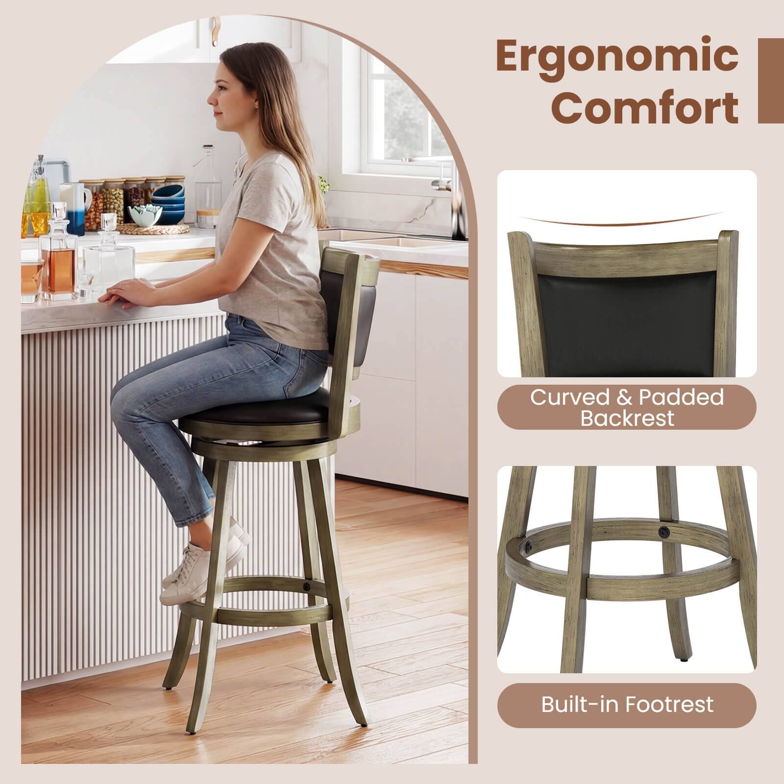 Ergonomic Comfort  
Curved & Padded Backrest  
Built-in Footrest