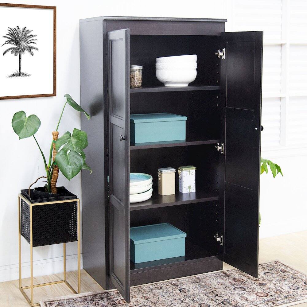 Alt View 4. Concepts in Wood - Multi use Storage Cabinet 4 Shelves Espresso Finish - Brown.