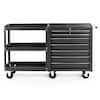Front. Winado - 7-Drawer Tool Chest with Side Shelves, Lock & Key, 6 Wheels Tool Box Tool Storage Cart Organizer for Workshop and Garage - Black.