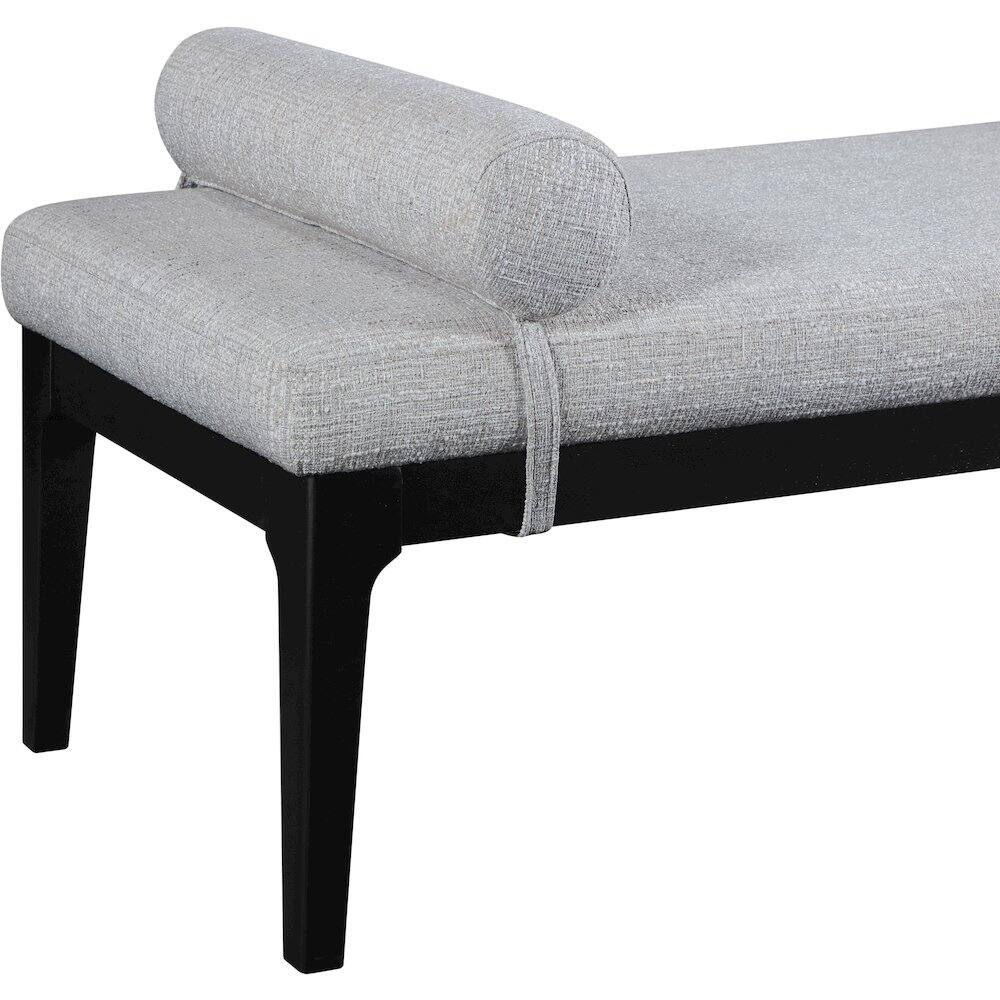 Alt View 4. Meridian Furniture - Priscilla Grey Linen Textured Fabric Bench - Grey.