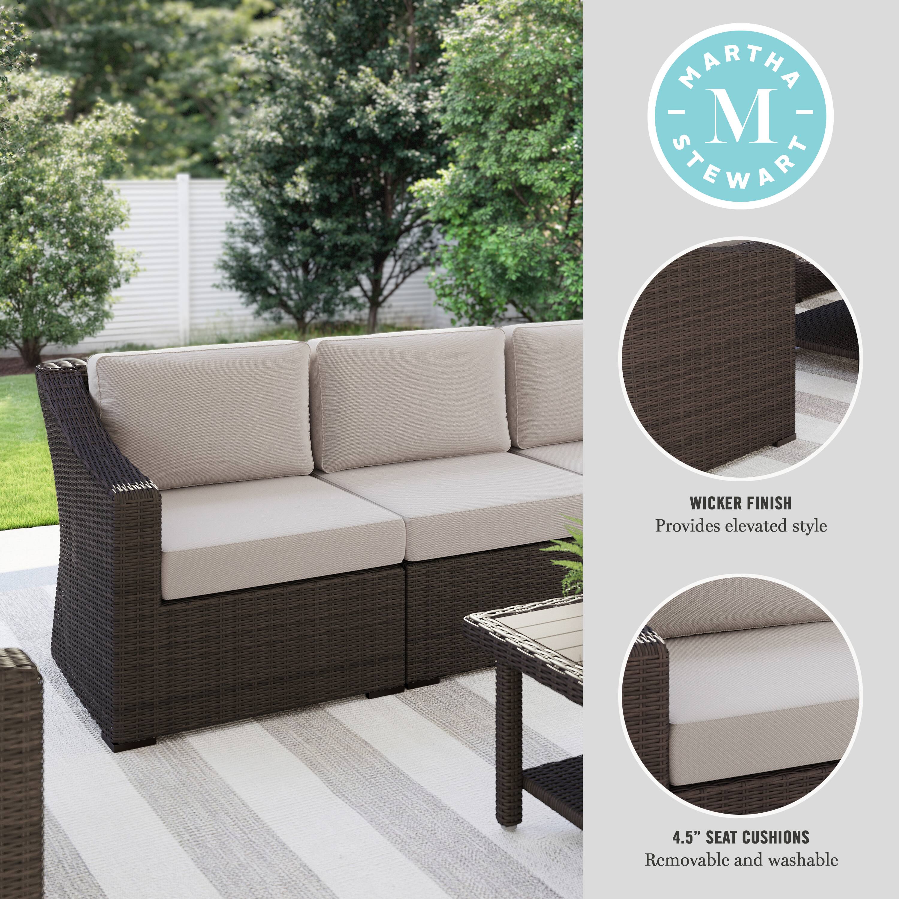 MARTHA STEWART WICKER FINISH Provides elevated style 4.5" SEAT CUSHIONS Removable and washable