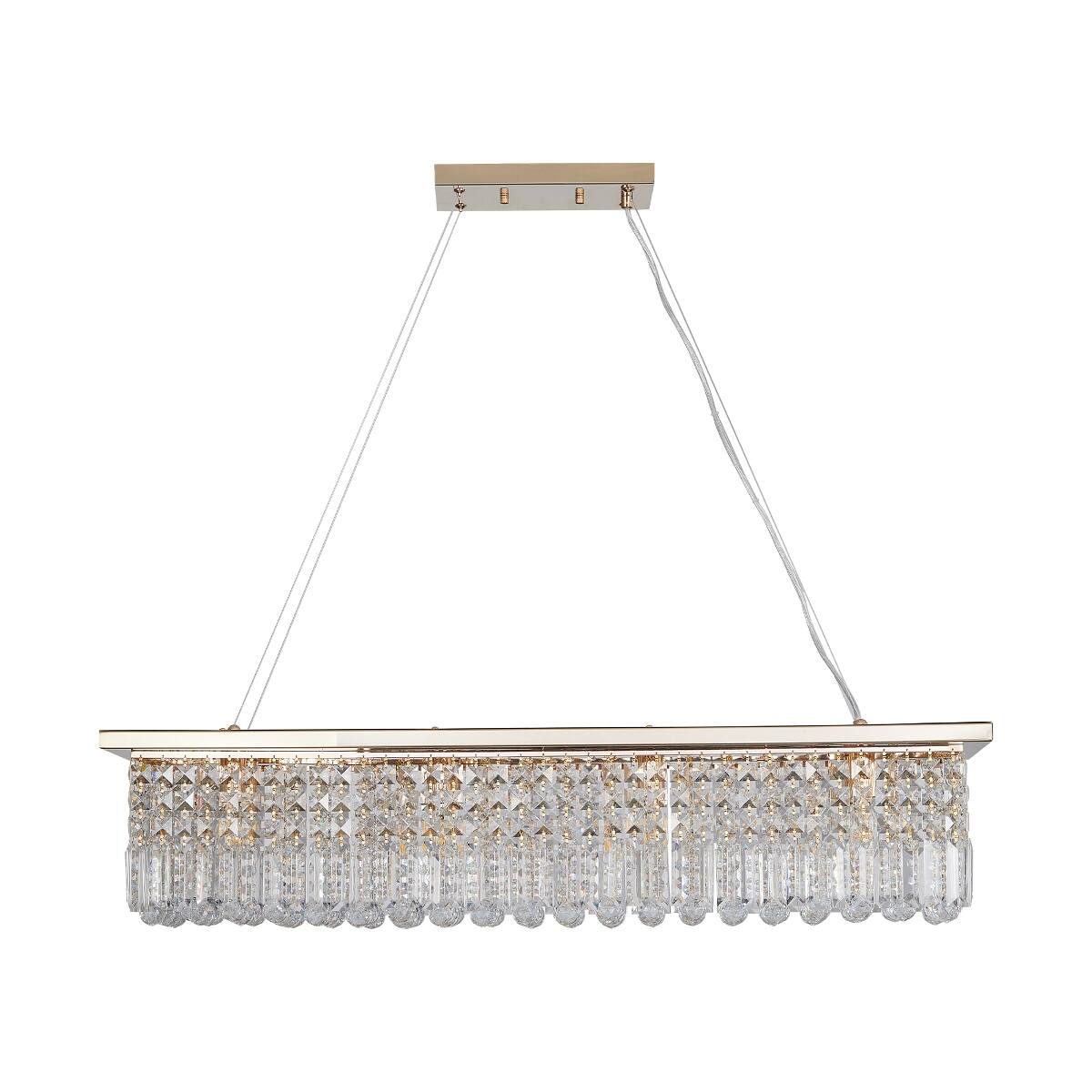 Alt View 6. Loheer - Loheer Modern Eight Light Crystal Chandelier Gold Rectangular Pendant for Dining Room.