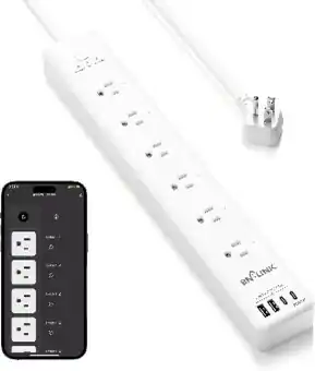 Front. BN-LINK - BN-LINK Smart Power Strip, 6 Outlets + 4 USB (20W USB-C), Surge Protector, Works with Alexa & Google Home - White.