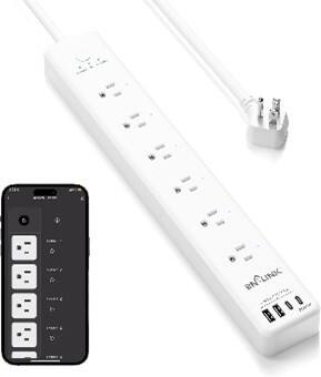 Front. BN-LINK - BN-LINK Smart Power Strip, 6 Outlets + 4 USB (20W USB-C), Surge Protector, Works with Alexa & Google Home - White.