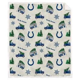 Pegasus - Indianapolis Colts Holiday Truck Repeat 50" x 60" Sherpa Flannel Fleece Blanket - Multicolor