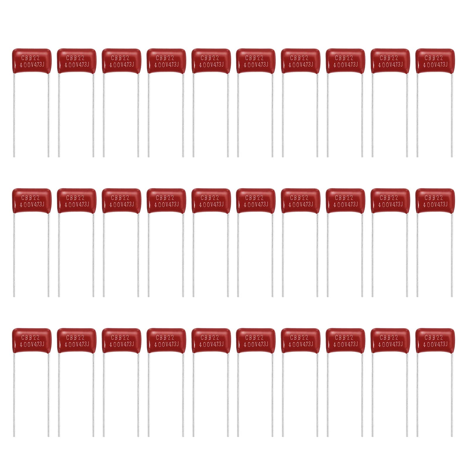 Unique Bargains - 30pcs 0.047uF 400V CBB21/22 Metallized Polypropylene Film Capacitor for Electronics and Lamps - Red