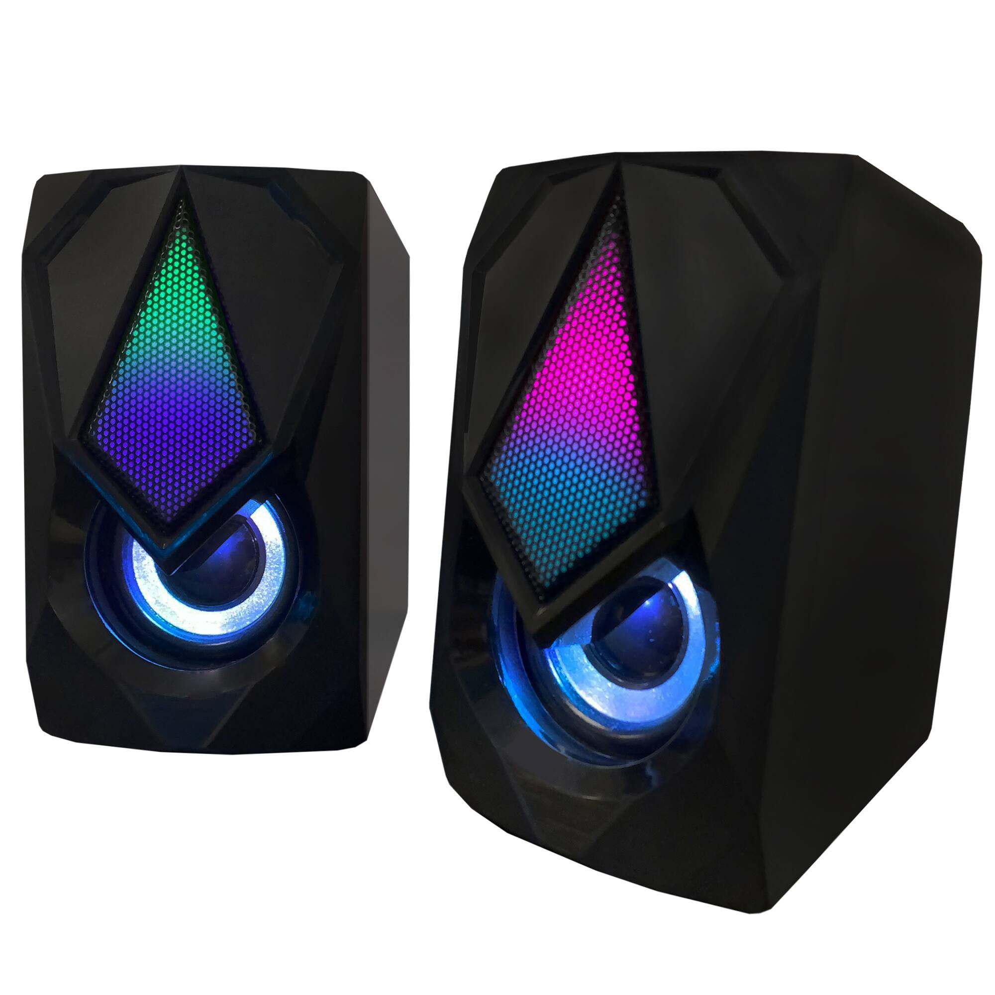 Alt View 2. Xtreme - Multicolor LED Gaming Speakers, Quality Sound/Unique Colors, Adjustable Volume - Black.