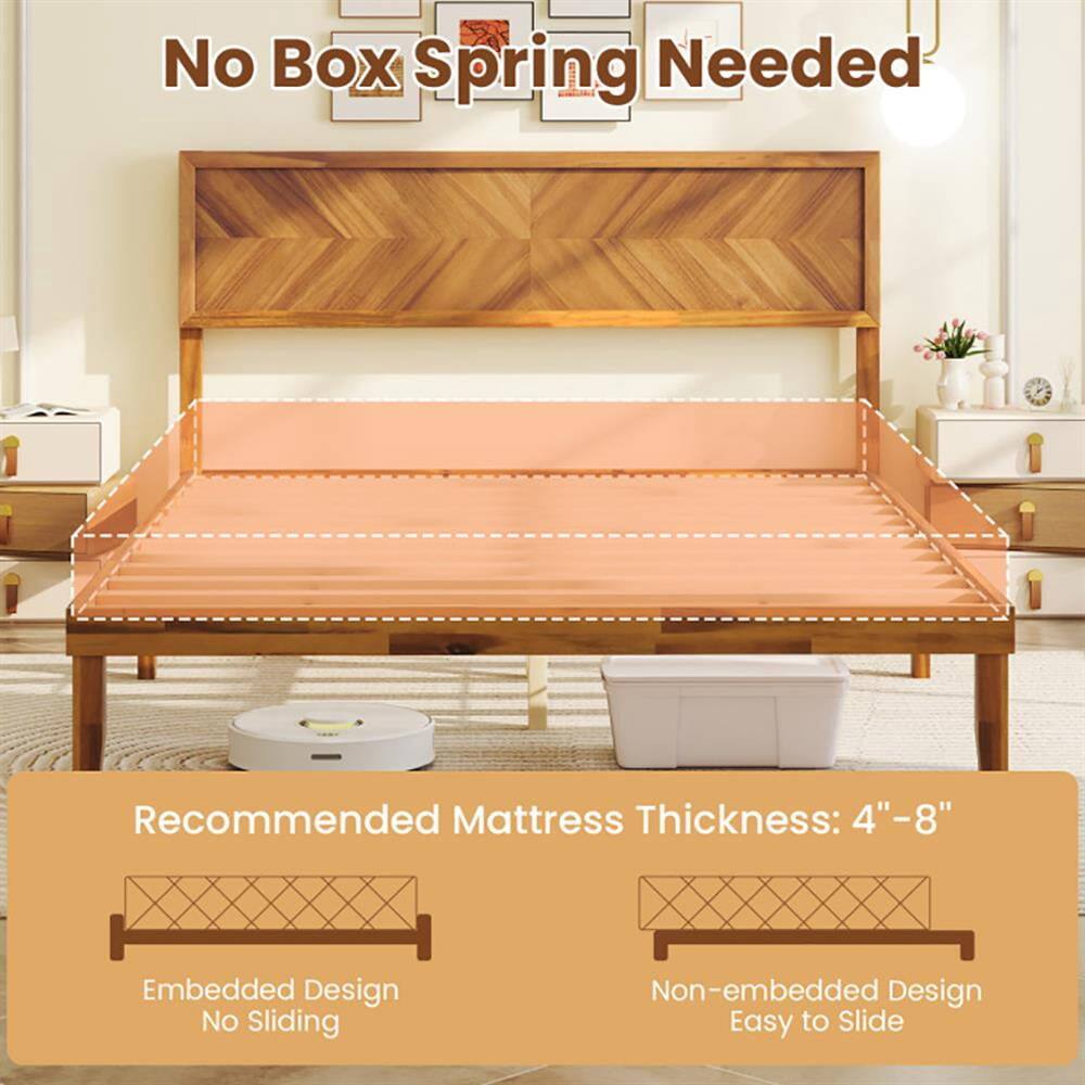 No Box Spring Needed

Recommended Mattress Thickness: 4" - 8"

Embedded Design
No Sliding

Non-embedded Design
Easy to Slide