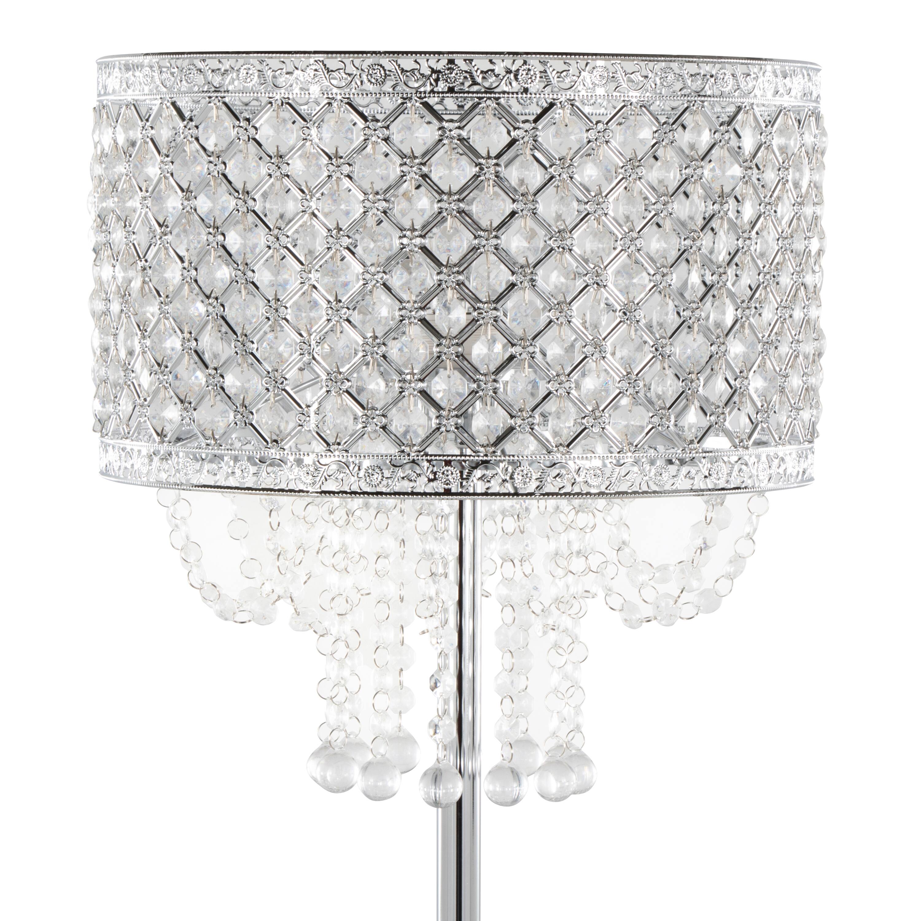 Back. Loheer - Loheer 60-Inch Polished Chrome Crystal Accent Room Luminaire Elegant Living Room Lighting Fixture - Clear.