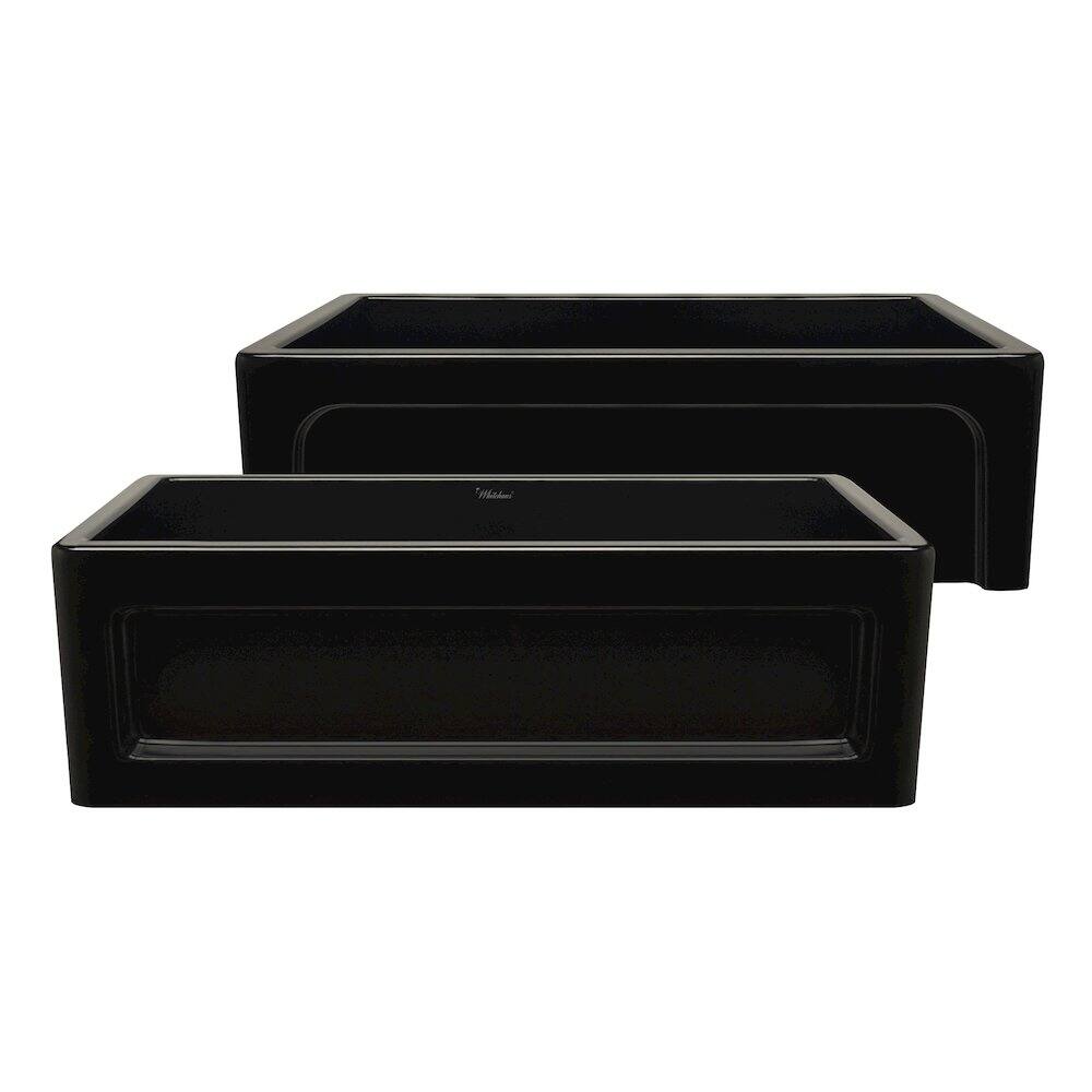 Alt View 1. Whitehaus - Shakerhaus 33" Reversible Kitchen Fireclay Sink - Black.