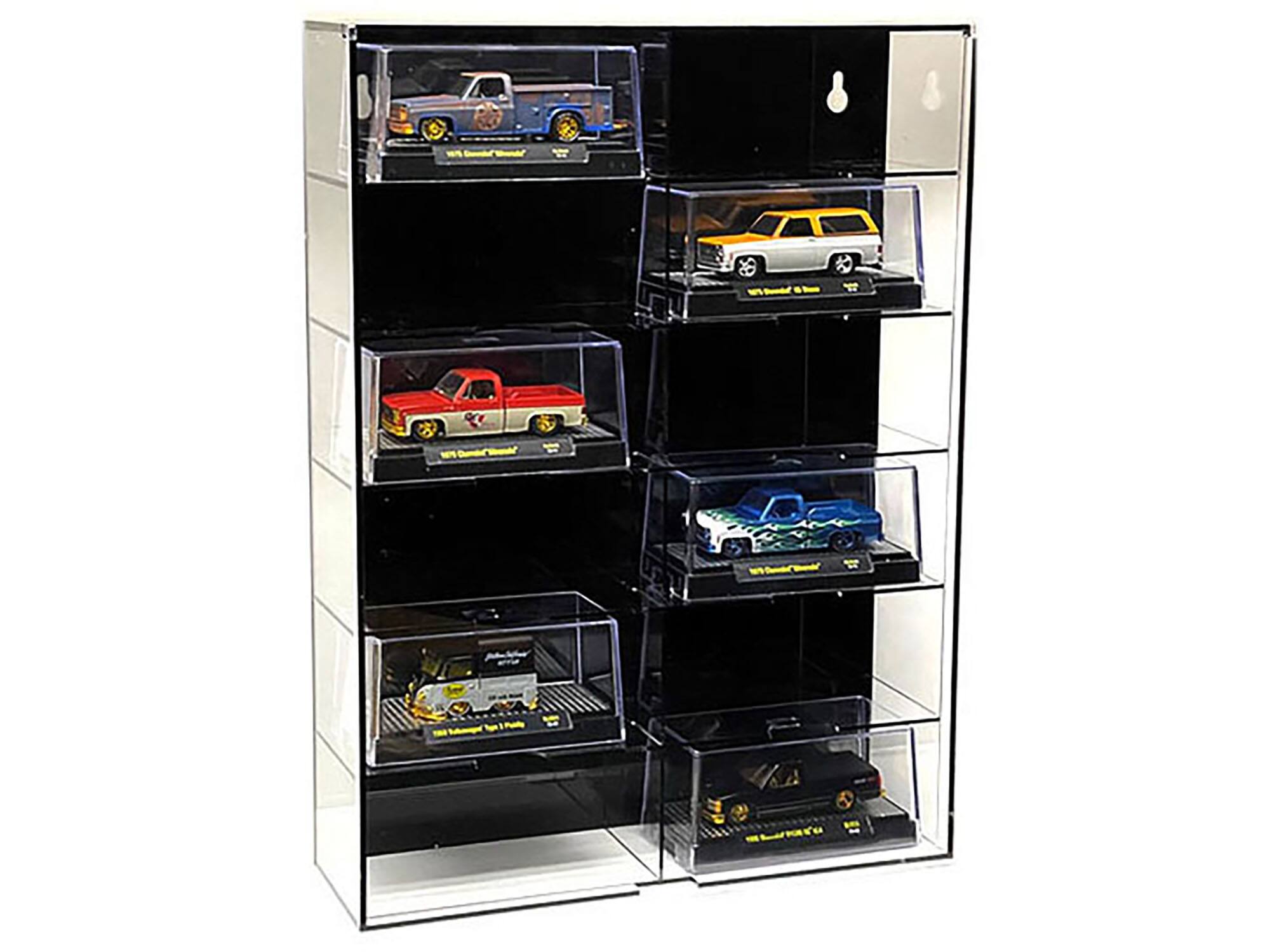 Alt View 1. Mijo Exclusives - Showcase 12 Car Display Case Wall Mount with Black Back Panel and Extra Space "Mijo Exclusives" for 1/64 Scale Models.