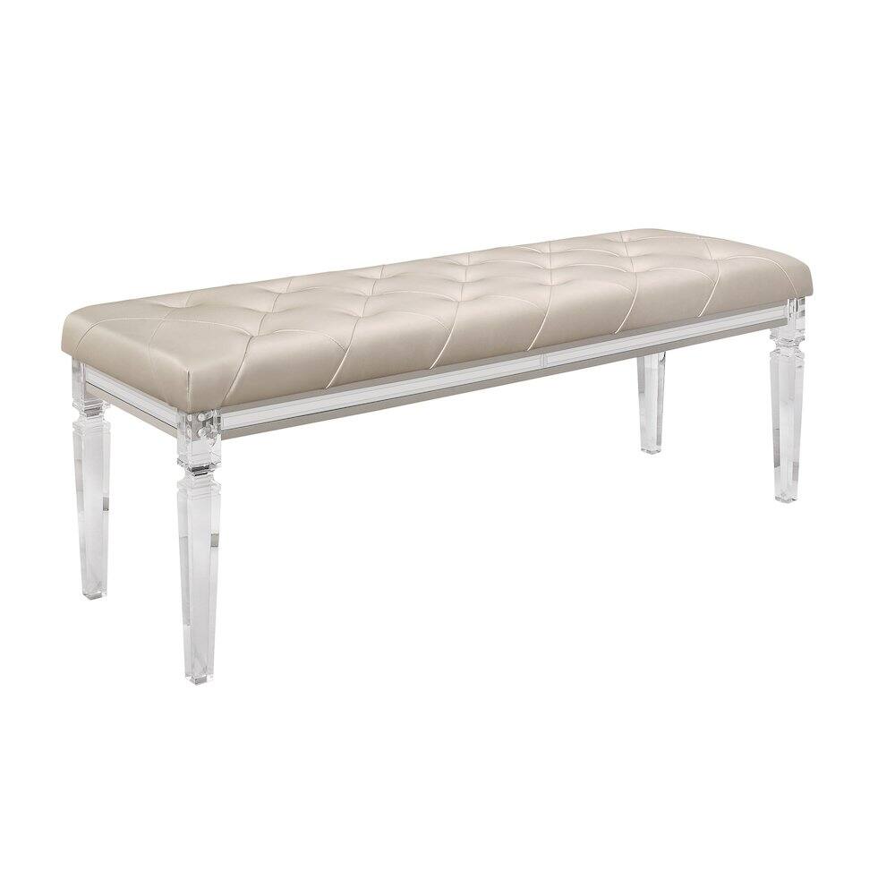 Angle. Global Furniture USA - Traditional Glam Paris Champagne Bench - Champagne.