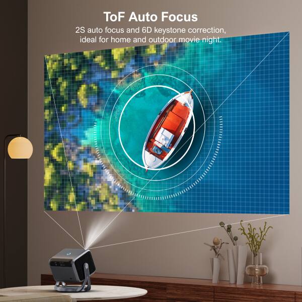 ToF Auto Focus  
2S auto focus and 6D keystone correction, ideal for home and outdoor movie night.