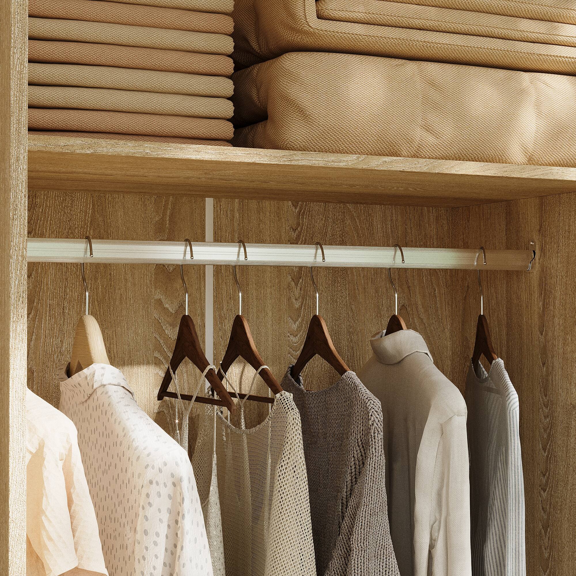 Alt View 8. Famapy - Sliding Door Wardrobe with Smart Storage Zones for Small Spaces Bedroom Closet Organizer - White & Wooden.