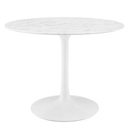 Lippa 40" Round Faux Marble Dining Table by Modway - White