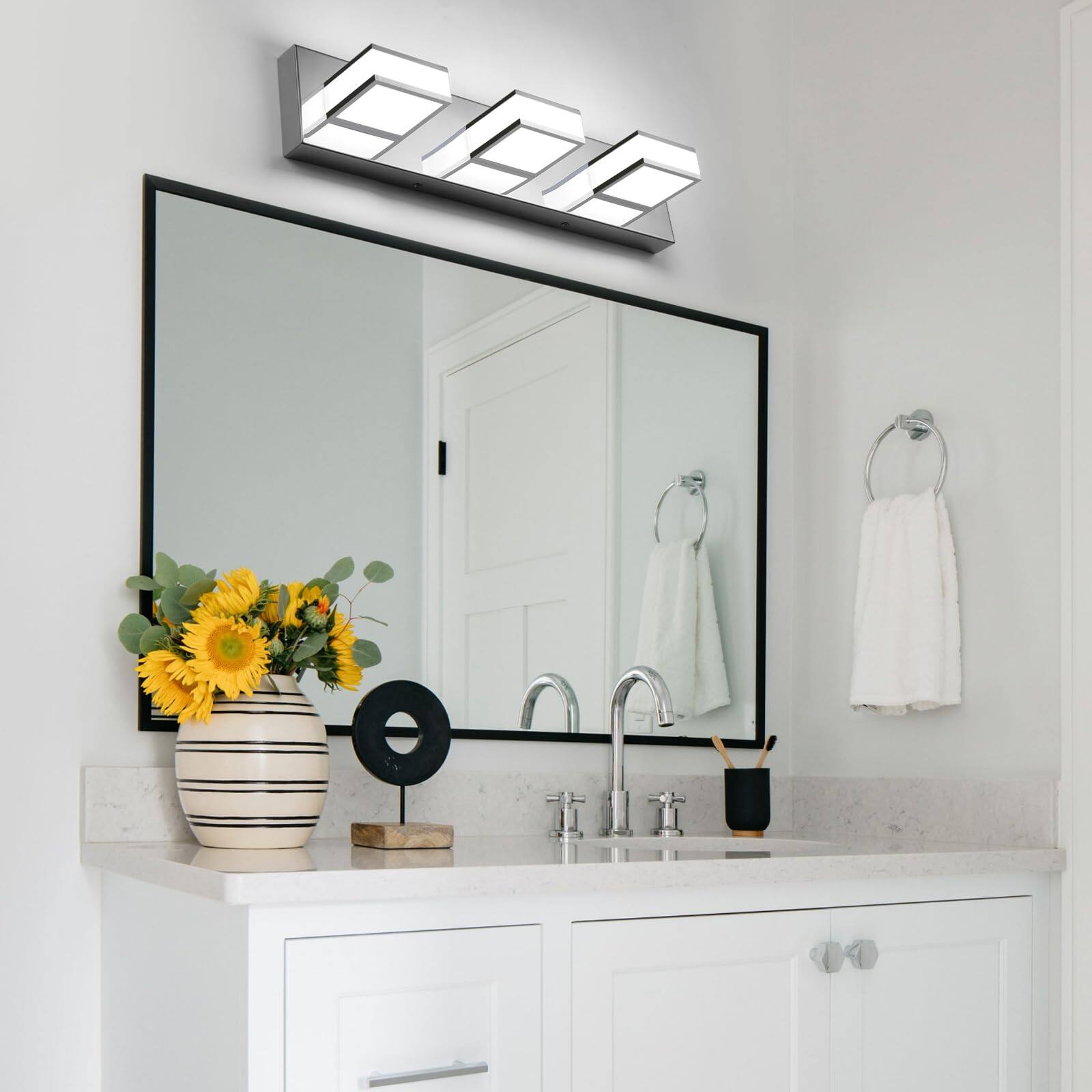 Alt View 1. PO3TICJUNKI3 - Led Modern Bathroom Vanity Lights Fixtures Light Stainless Steel Lighting Above Sink w Lamp Contemporary Ch - Default.