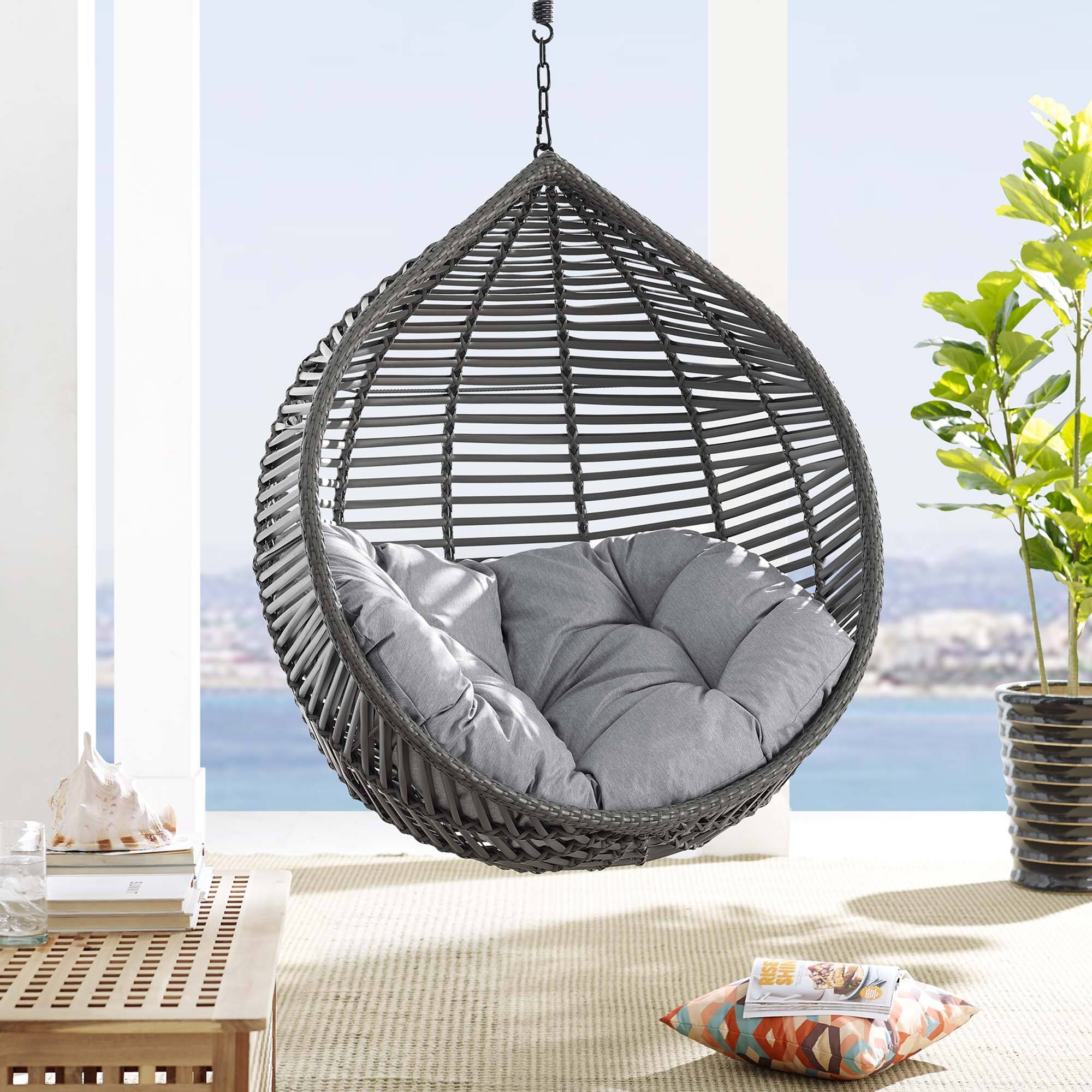 Back. Modway - Garner Teardrop Outdoor Patio Swing Chair Without Stand by Modway - Gray Gray.