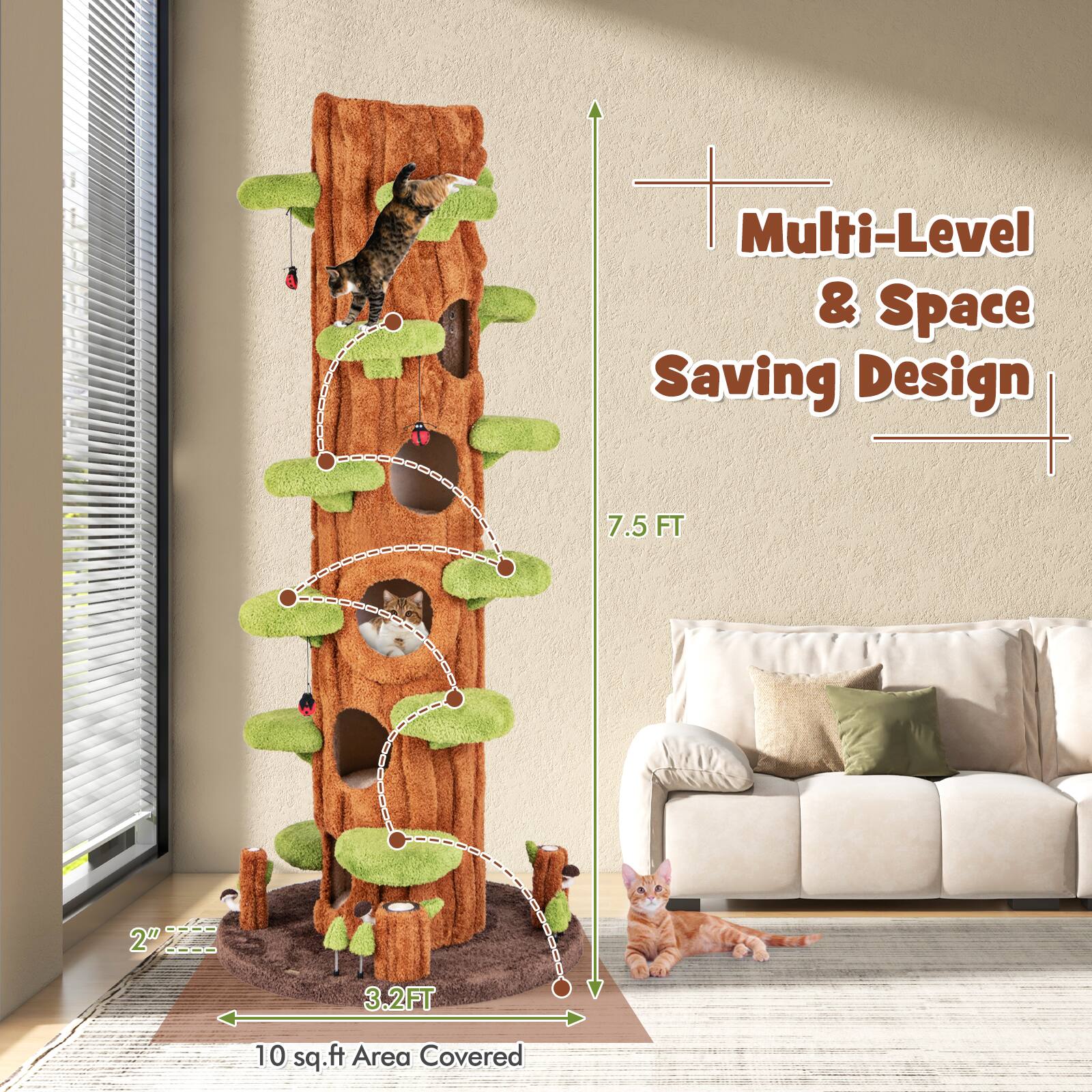 Multi-Level & Space Saving Design  
7.5 FT  
2"  
22  
3.2FT  
10 sq.ft Area Covered