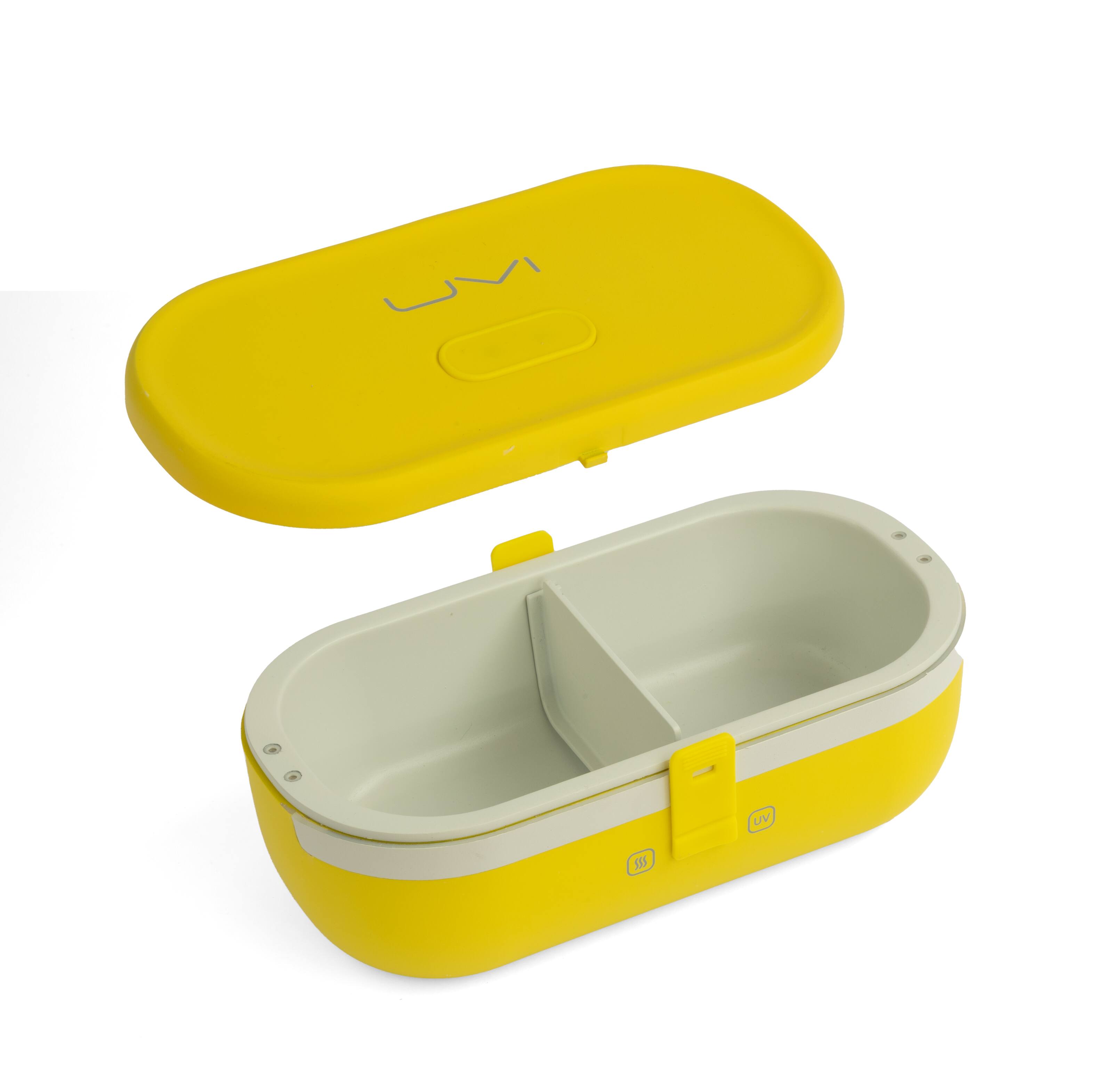 Angle. UVI - UVI Plus Lunchbox – Portable Self-Heating Lunch Box with UV Sanitizer & USB-C Charging - Sunshine.