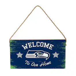 Evergreen Enterprises - Seattle Seahawks 6" x 11" Welcome Home Wood Wall Sign with Rope Hanger - Multicolor