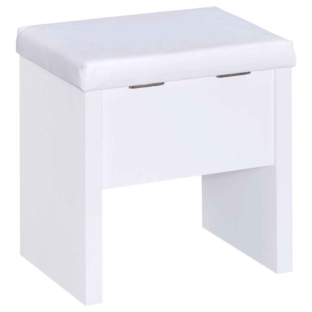Alt View 7. Loheer - Loheer White Makeup Vanity Set with Mirror and Stool - White.