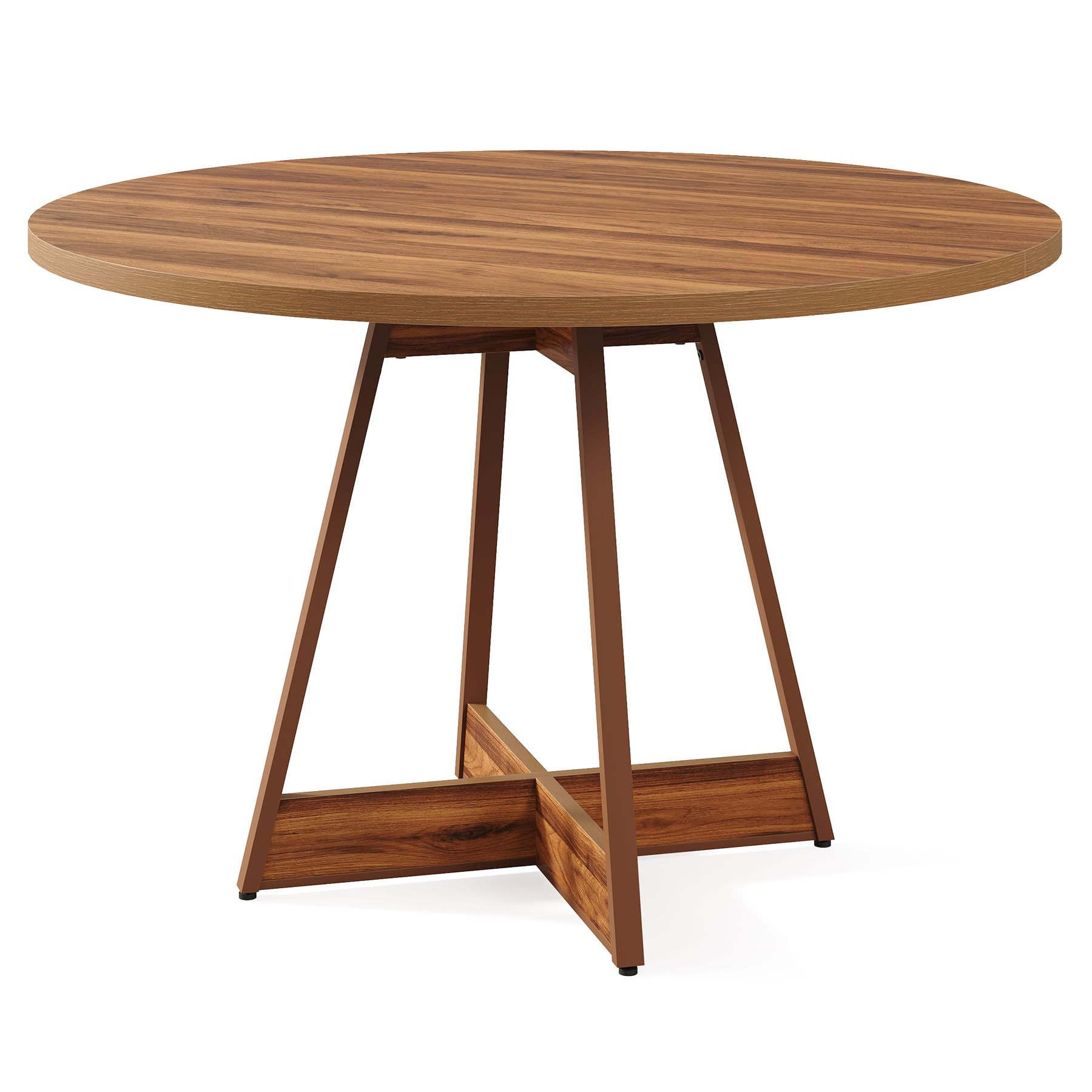 Alt View 5. Tribesigns - 39.4-Inch Round Farmhouse Dining Table with Openwork Pedestal Base for 2-4 People - Brown.