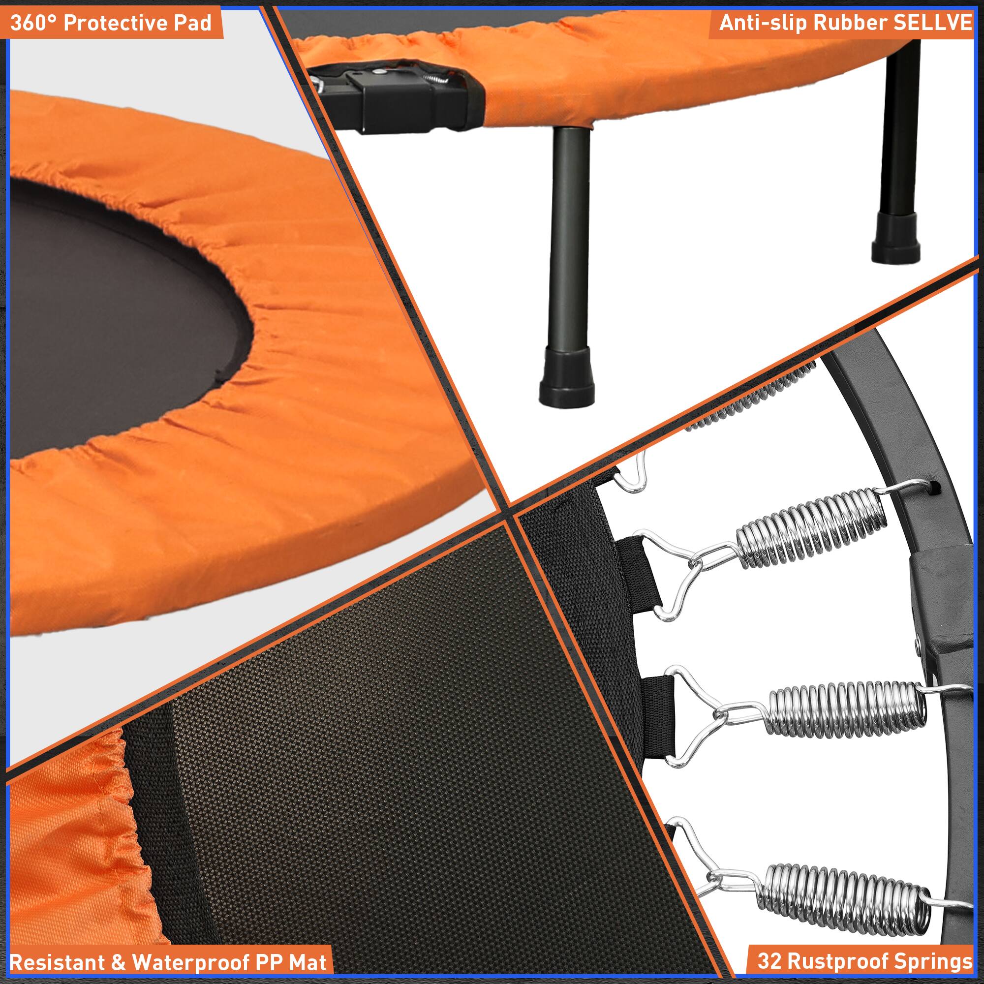 360 Protective Pad, Anti-slip Rubber SELLVE, Resistant & Waterproof PP Mat, 32 Rustproof Springs