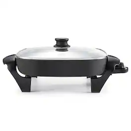 Elite Cuisine - EG2621 12" Ceramic Electric Skillet With Tempered Glass Lid - Black