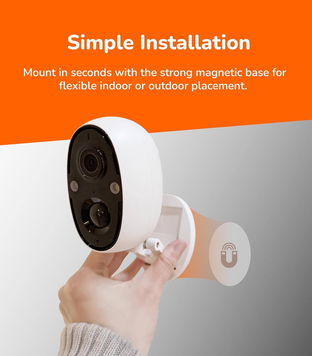 Simple Installation

Mount in seconds with the strong magnetic base for flexible indoor or outdoor placement.