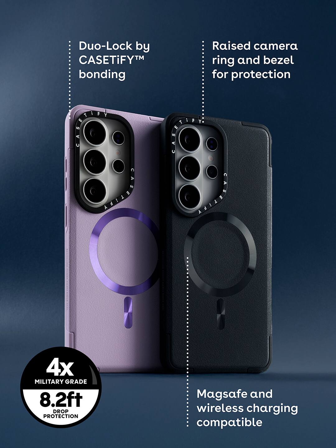 Duo-Lock by CASETiFY™ bonding

Raised camera ring and bezel for protection

4x MILITARY GRADE 8.2ft DROP PROTECTION

Magsafe and wireless charging compatible