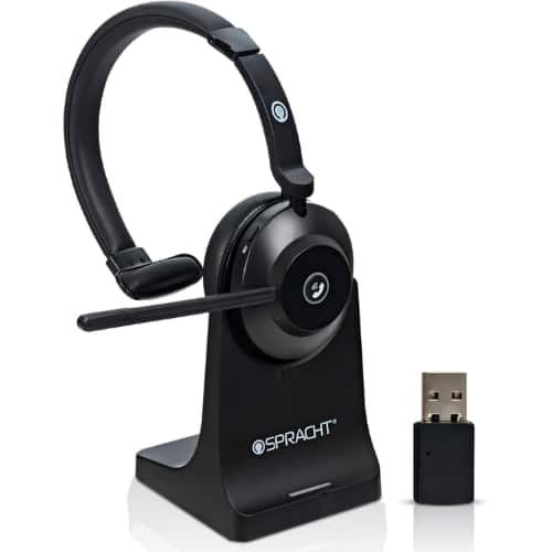 Spracht - Blues Combo BT/USB Wireless Single-Ear Headset, 40-Hour Battery, Noise-Canceling Mic for Work & PC