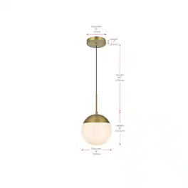 Living District - Eclipse 8 Inch Pendant Frosted White Shade in Satin Gold - Satin Gold And Frosted White