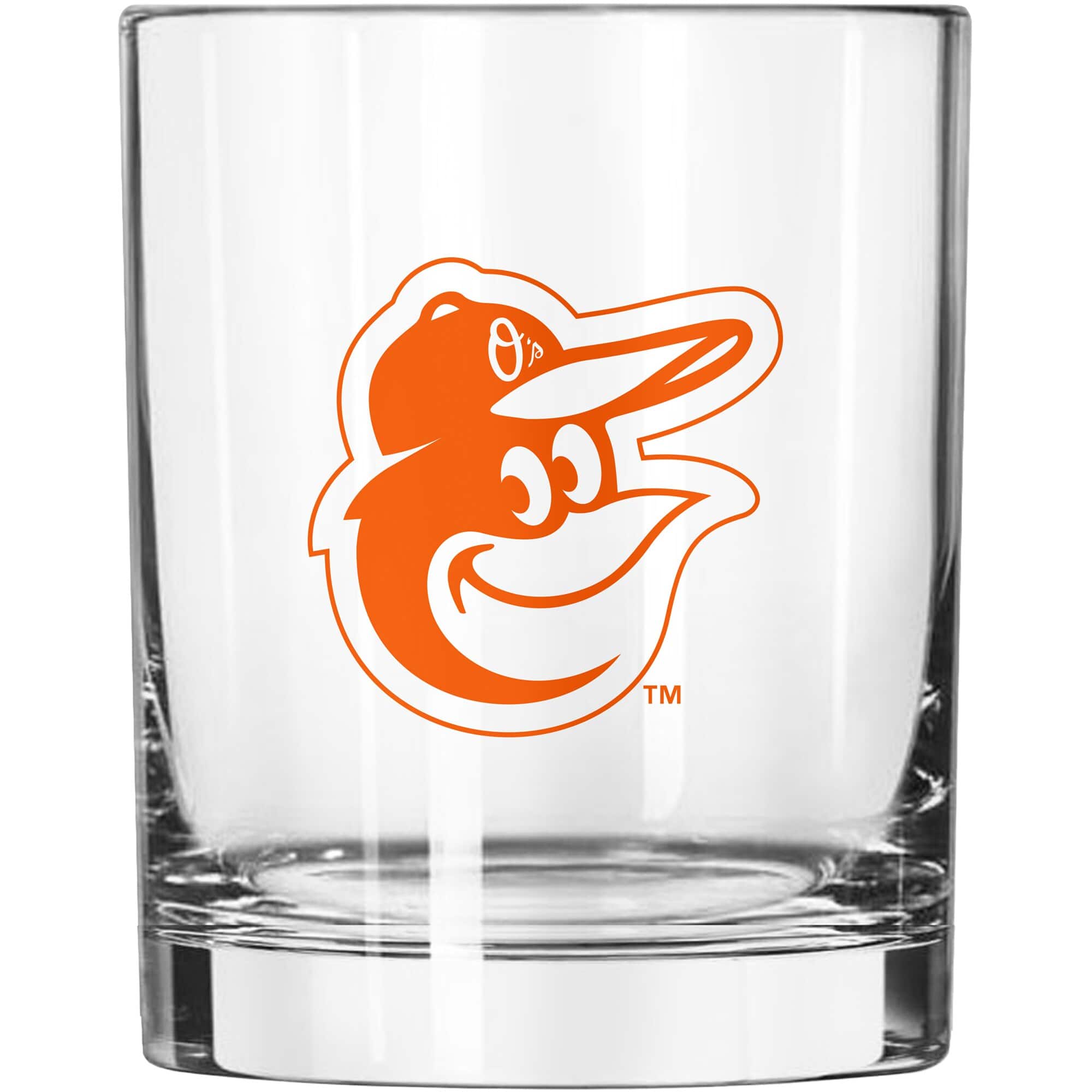 Front. Logo Brands - Baltimore Orioles 14oz. Game Day Rocks Glass - Multicolor.