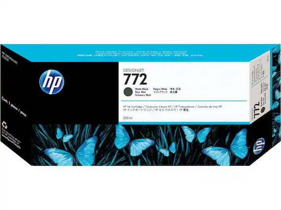 HP DESIGNJET Z5200
Cont. 1 pieza / pièce / pesa
Precise. Reliable. Every time. / Precise et fiable. A chaque impression. / Preciso. Fiable. En todo momento.
Original HP Tinten / Original HP Tinta / Original HP Tinta / Original HP Tinta
DESIGNJET 772 Matte Black Negro Mate Noir Mat Schwarz Matt
HP Ink Cartridge / Cartouche d'encre HP / HP Tintenpatrone / Cartucho de tinta HP / HP インクカートリッジ / HP 잉크 카트리지 / HP 墨盒
300 ml
Free recycling option / Contribuye al reciclaje / Contribui al reciclaje / Contribui al reciclaje / Contribui al reciclaje
www.hp.com/recycle