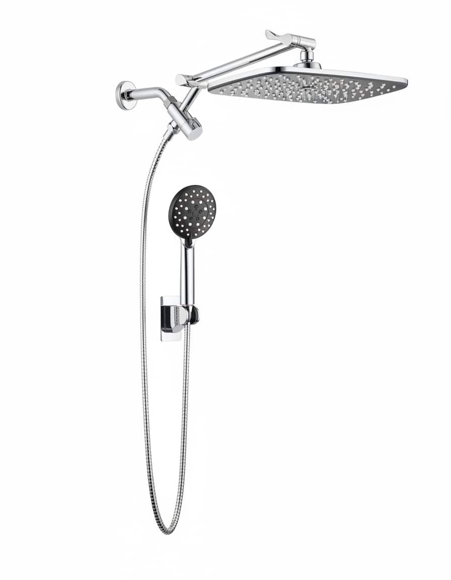 Dazzed Corner - 11.8" Rain Shower Head & Handheld Combo with Multi Spray & Metal Extension Arm - Chrome