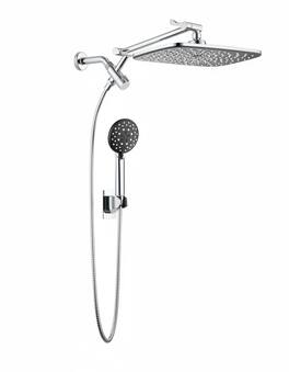 Dazzed Corner - 11.8" Rain Shower Head & Handheld Combo with Multi Spray & Metal Extension Arm - Chrome