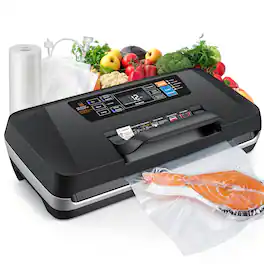 Teendow - Vacuum Sealer, Full Automatic Food Sealer with Enhanced Seal, 2 Heat Seal 1 Bag Rolls and 10 pcs Pre-cut Bags - Black