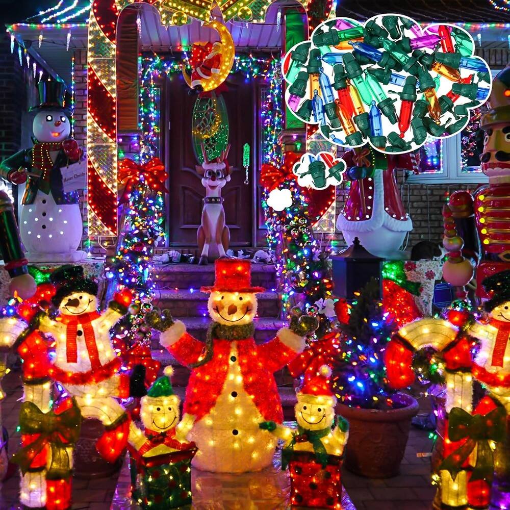 Alt View 2. MOSZAR LLC - 60-Pack Mini LED Christmas Replacement Bulbs, Multicolor, Green BaseC.