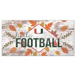 Fan Creations - Miami Hurricanes 6'' x 12'' Hello Football Wall Art - White