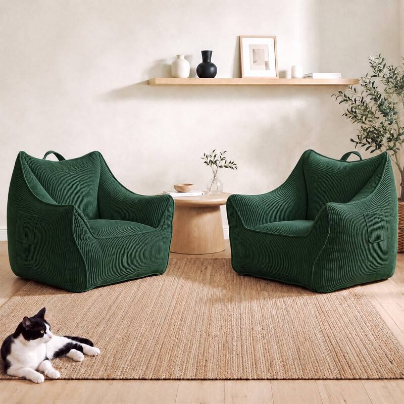 Alt View 2. Vipbear - 36.2" W Bean Bag Sofa Chair for Adults, High Back Accent Chair with Armrests for Living Room/Bedroom/Apartment/Dormitory - green.