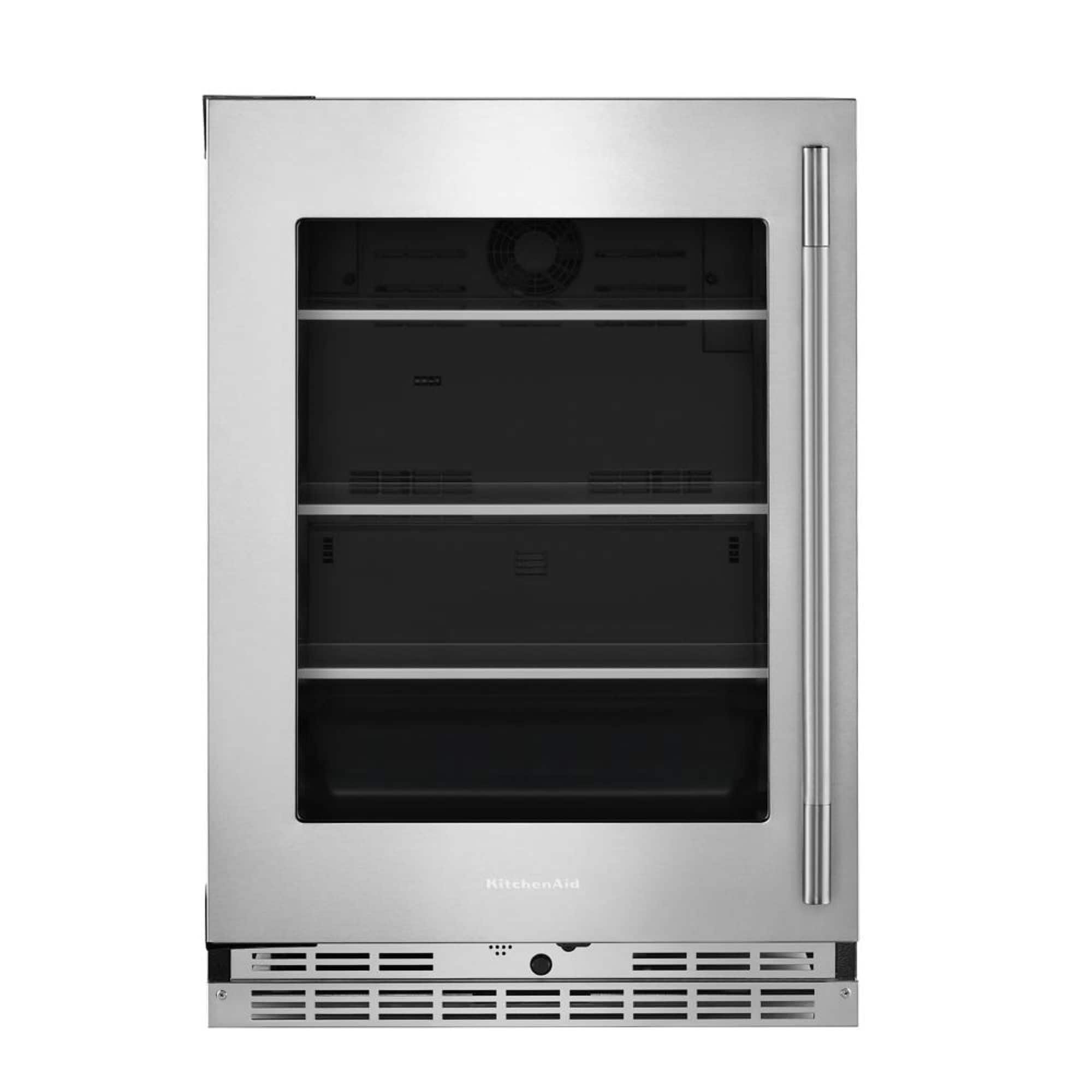 KitchenAid - 5.2 Cu. Ft. Undercounter Refrigerator Glass Door and Shelves with Metallic Accents - PrintShield Stainless Finish - Front_Zoom