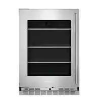 KitchenAid - 5.2 Cu. Ft. Undercounter Refrigerator Glass Door and Shelves with Metallic Accents - PrintShield Stainless Finish - Front_Zoom