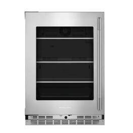 KitchenAid - 5.2 Cu. Ft. Undercounter Refrigerator Glass Door and Shelves with Metallic Accents - PrintShield Stainless Finish