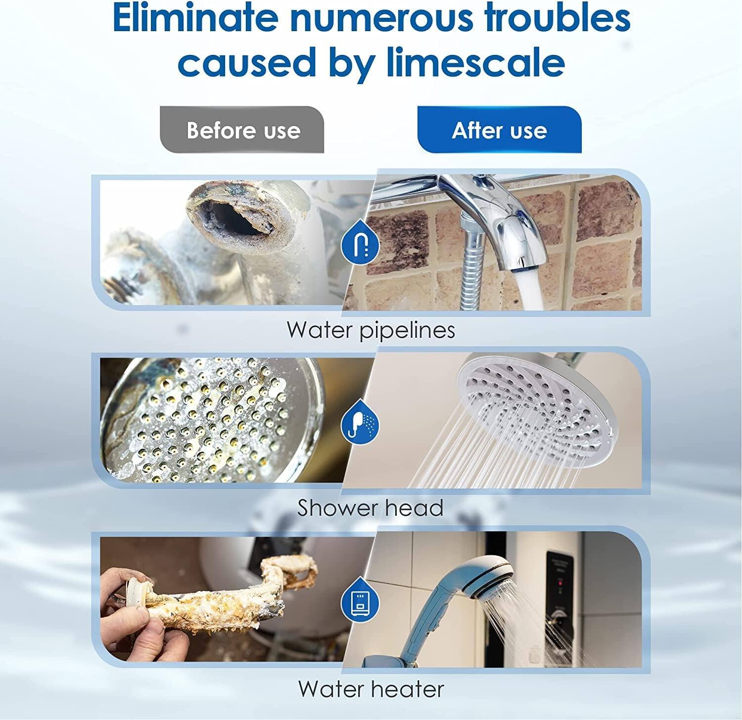 Before use
After use
Water pipelines
Shower head
Water heater